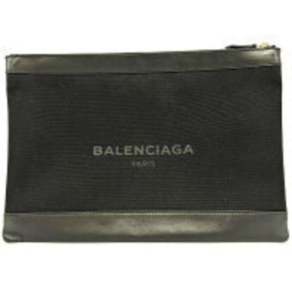 Balenciaga Navy Blue Clip L Clutch Bag Canvas Black